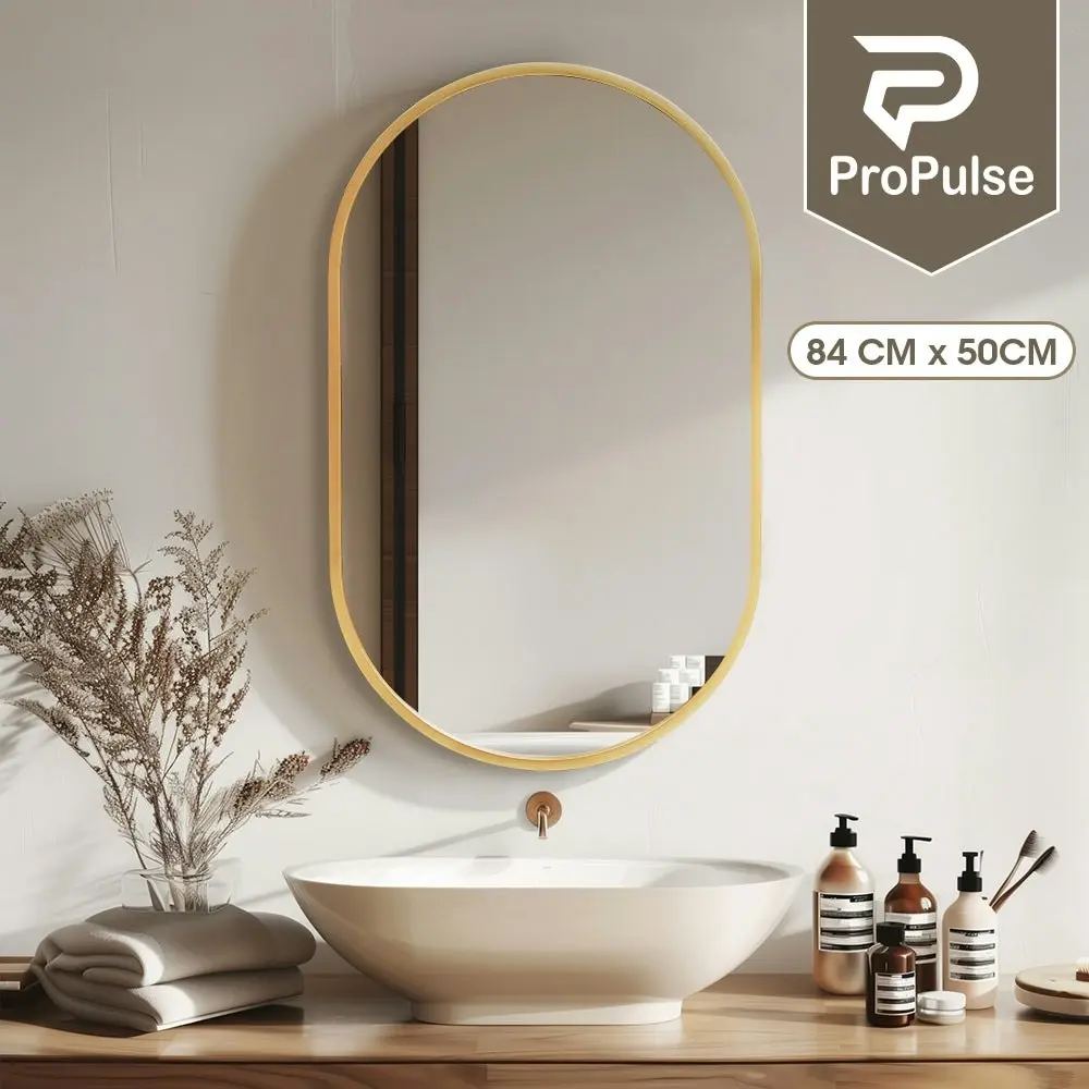 Propulse Oval Wall Mirror Bathroom Makeup Mirrors Home Decor Metal Frame Gold