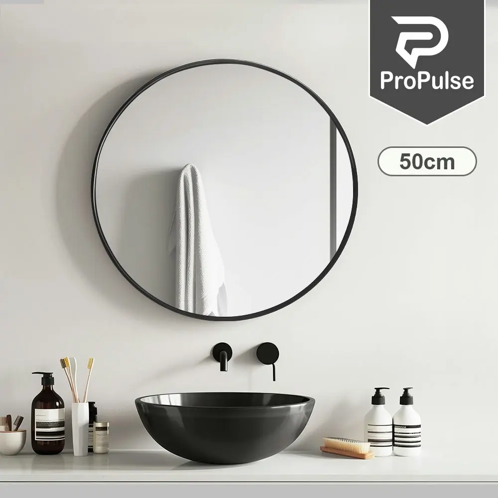 Propulse Round Wall Mirror 50cm Bathroom Makeup Mirrors Home Decor Metal Frame