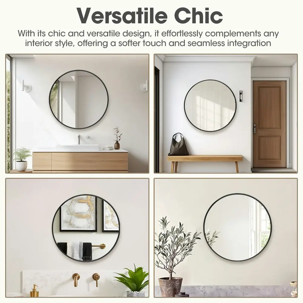 Propulse Round Wall Mirror 50cm Bathroom Makeup Mirrors Home Decor Metal Frame