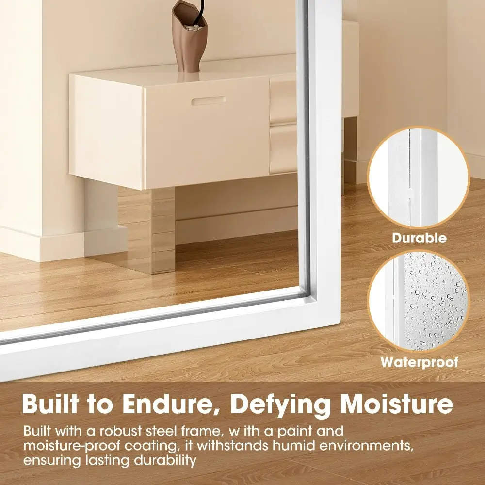 Propulse White Full Length Mirror Floor Standing or Wall Mount Makeup Home Decor