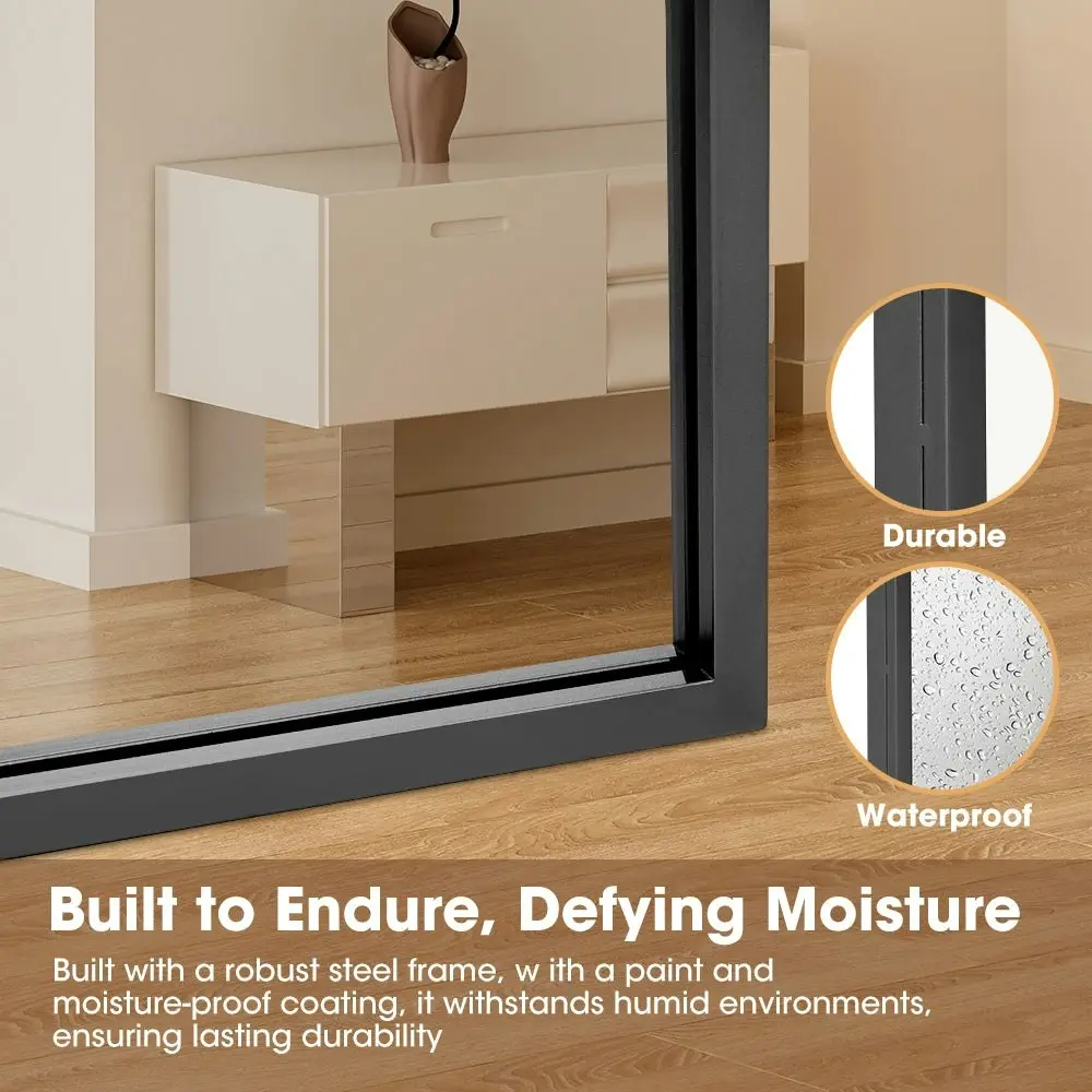 Propulse Black Full Length Mirror Floor Standing or Wall Mount Makeup Home Decor