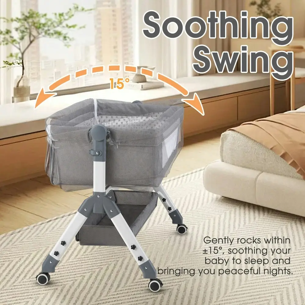 Playpals Baby Cot Crib Bed Portable Bassinet Bedside Sleeper Adjustable Height