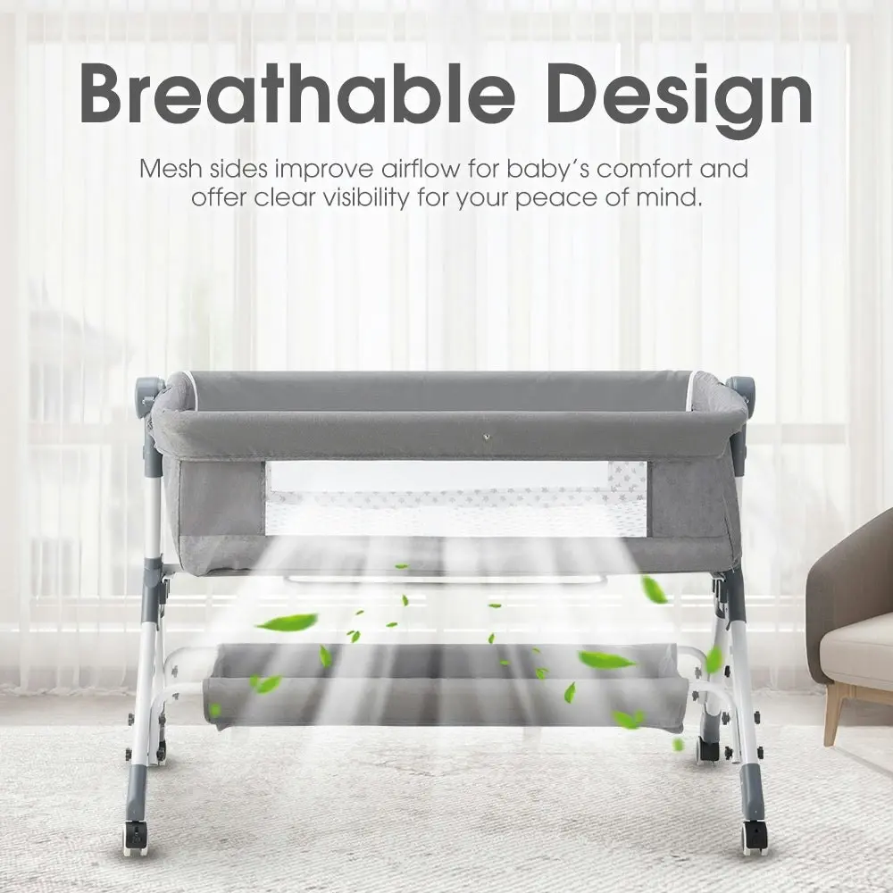 Playpals Baby Cot Crib Bed Portable Bassinet Bedside Sleeper Adjustable Height