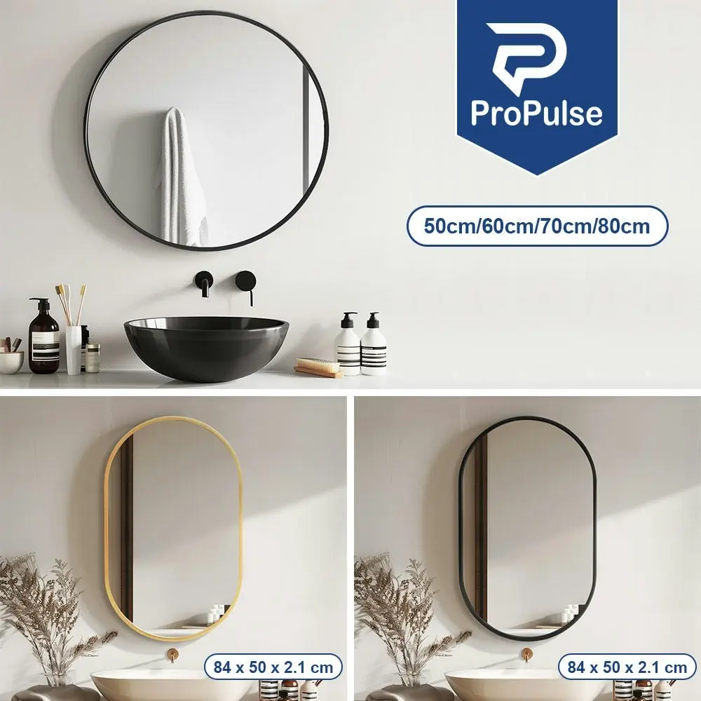 Propulse Round/Oval Wall Mirror Bathroom Makeup Home Decor Metal Frame