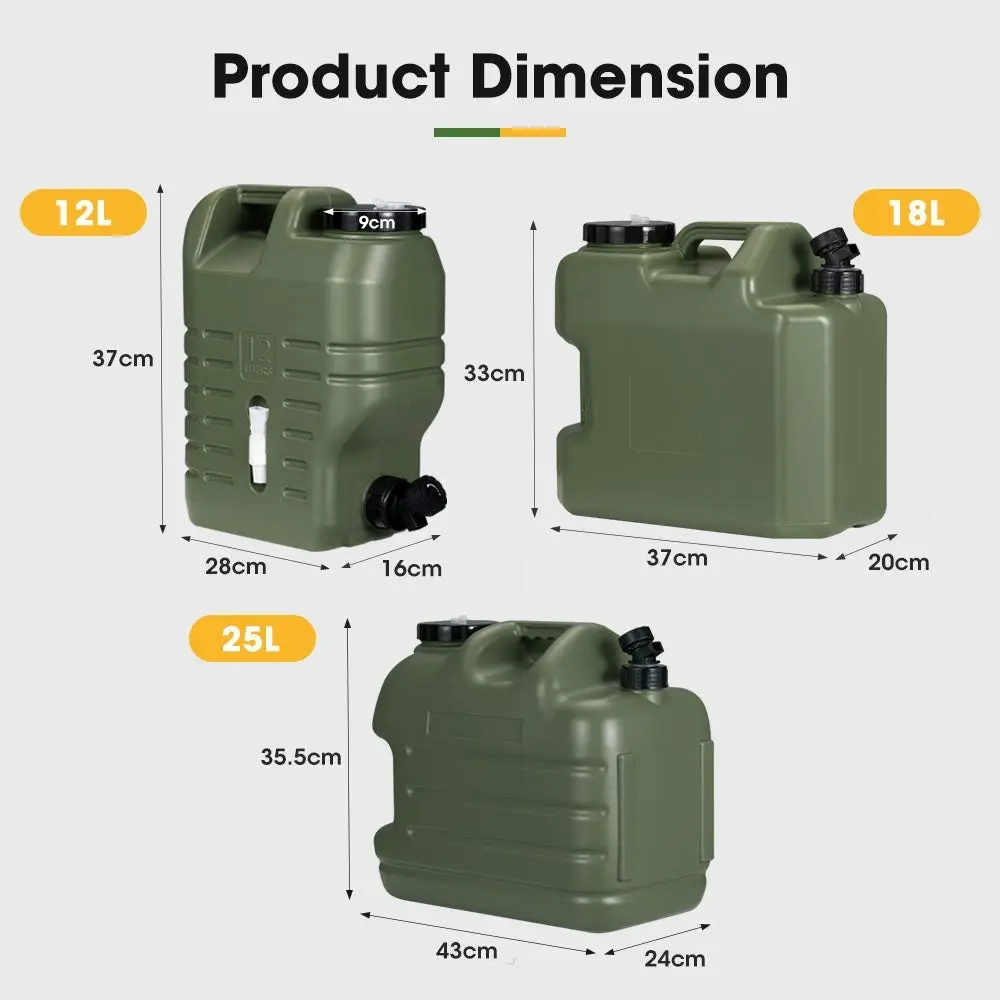 ZUNI 12L/18L/25L Water Container Jerry Can Bucket Camping Outdoor Storage Barrel