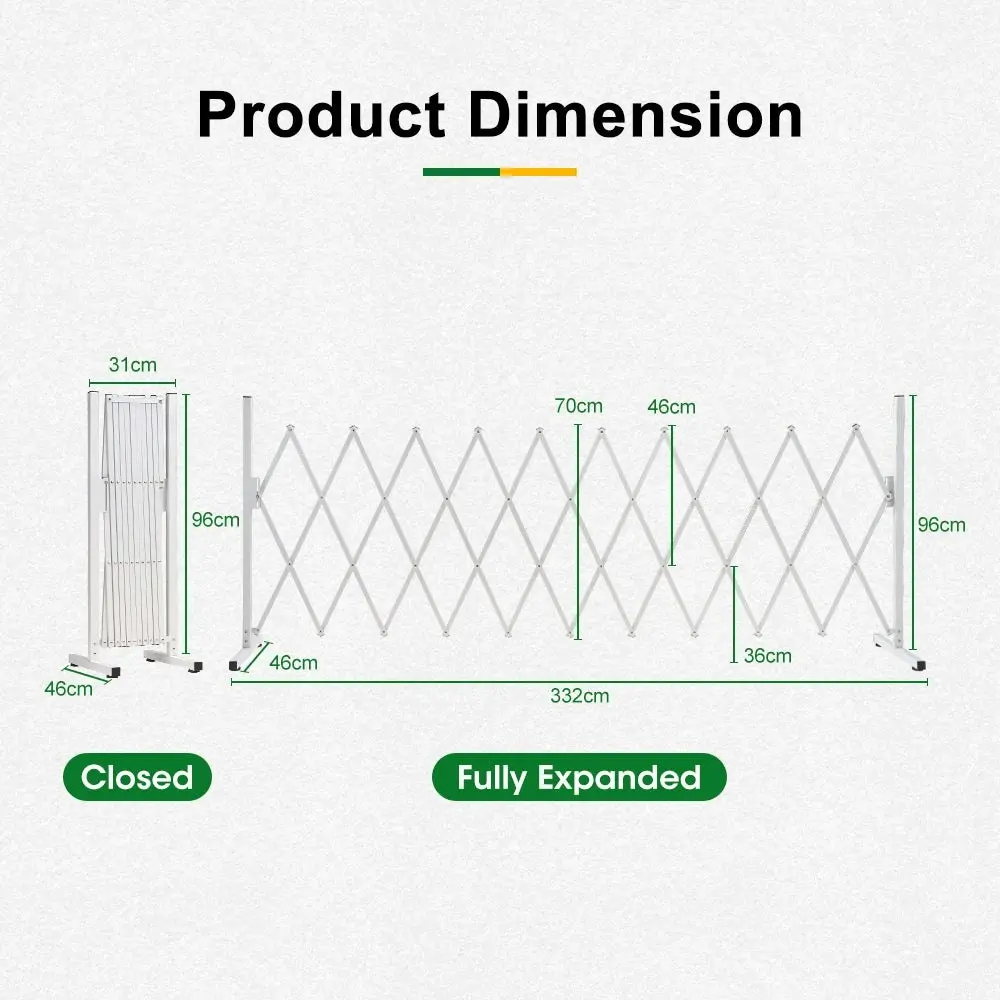 ZUNI Garden Security Fence Gate Expandable Aluminum Barrier Indoor Outdoor White