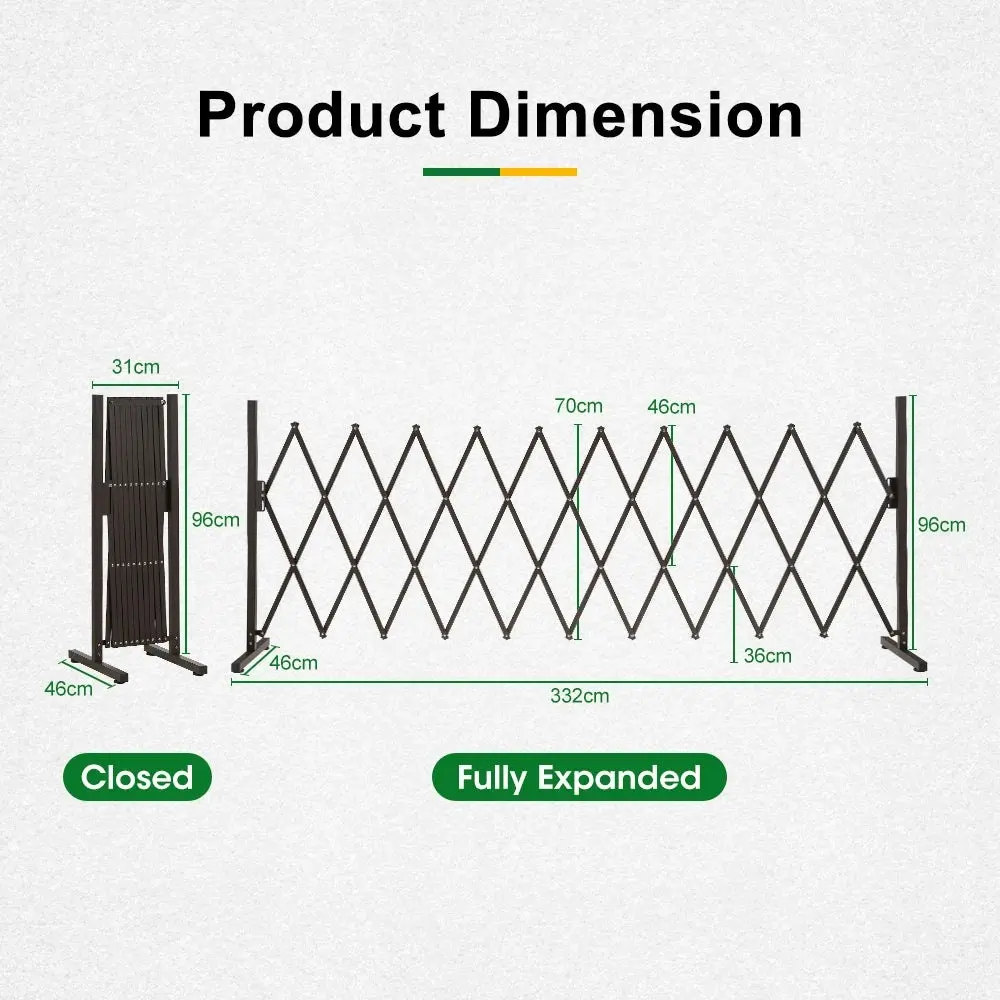 ZUNI Garden Security Fence Gate Expandable Aluminum Barrier Indoor Outdoor Brown