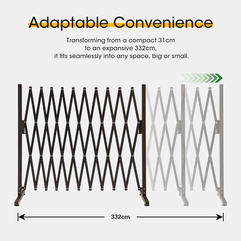 ZUNI Garden Security Fence Gate Expandable Aluminum Barrier Indoor Outdoor Brown