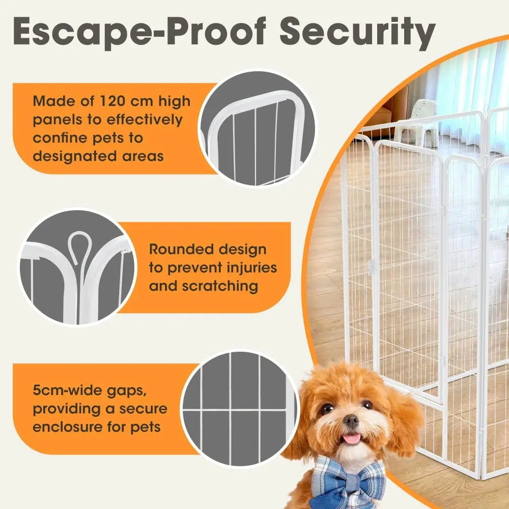 Petzly Dog Playpen Puppy Exercise Cage Pet Cage Enclosure 8 Panel 80x120CM White