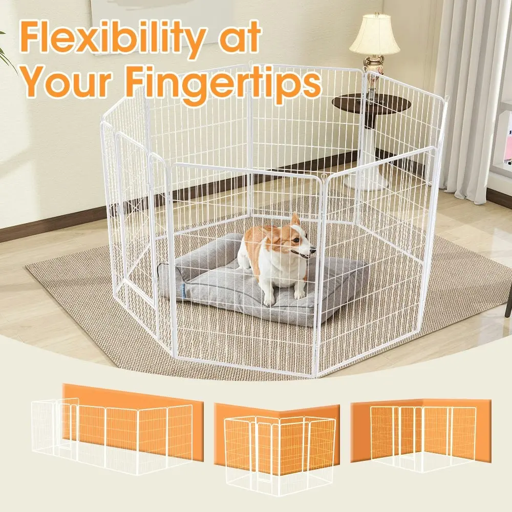 Petzly Dog Playpen Puppy Exercise Cage Pet Cage Enclosure 8 Panel 80x120CM White