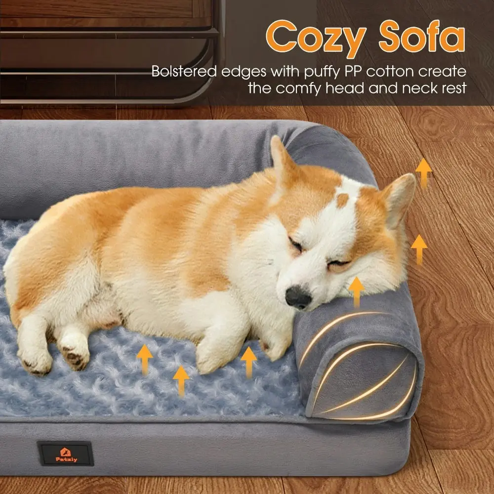 Petzly Dog Bed Memory Foam Calming Bed Orthopedic Pet Sofa Washable Removable