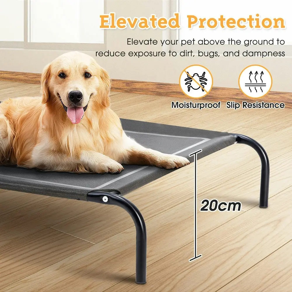 Petzly Cooling Elevated Pet Dog Bed for Large Dog Washable Breathable Mesh Grey