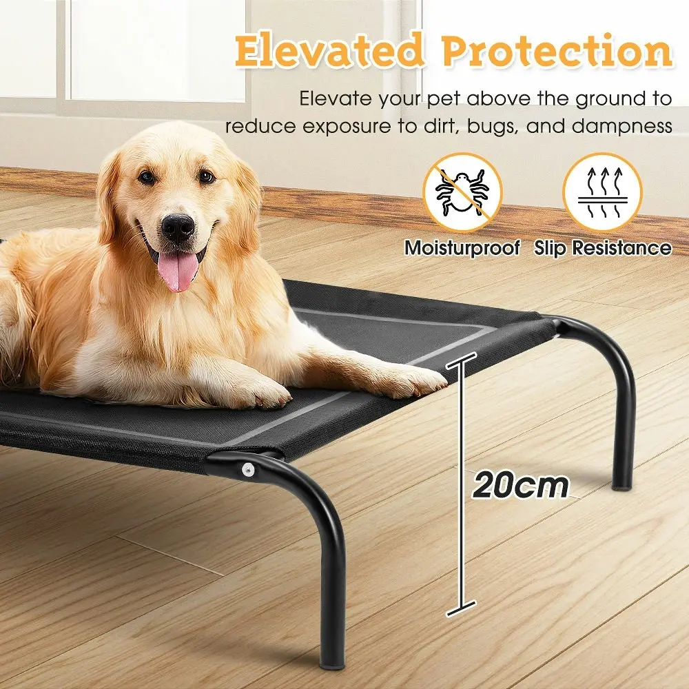 Petzly Cooling Elevated Pet Dog Bed for Large Dog Washable Breathable Mesh Black