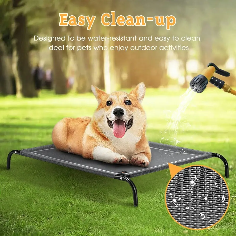 Petzly Cooling Elevated Pet Dog Bed Washable Breathable Mesh Heavy Duty XL Grey