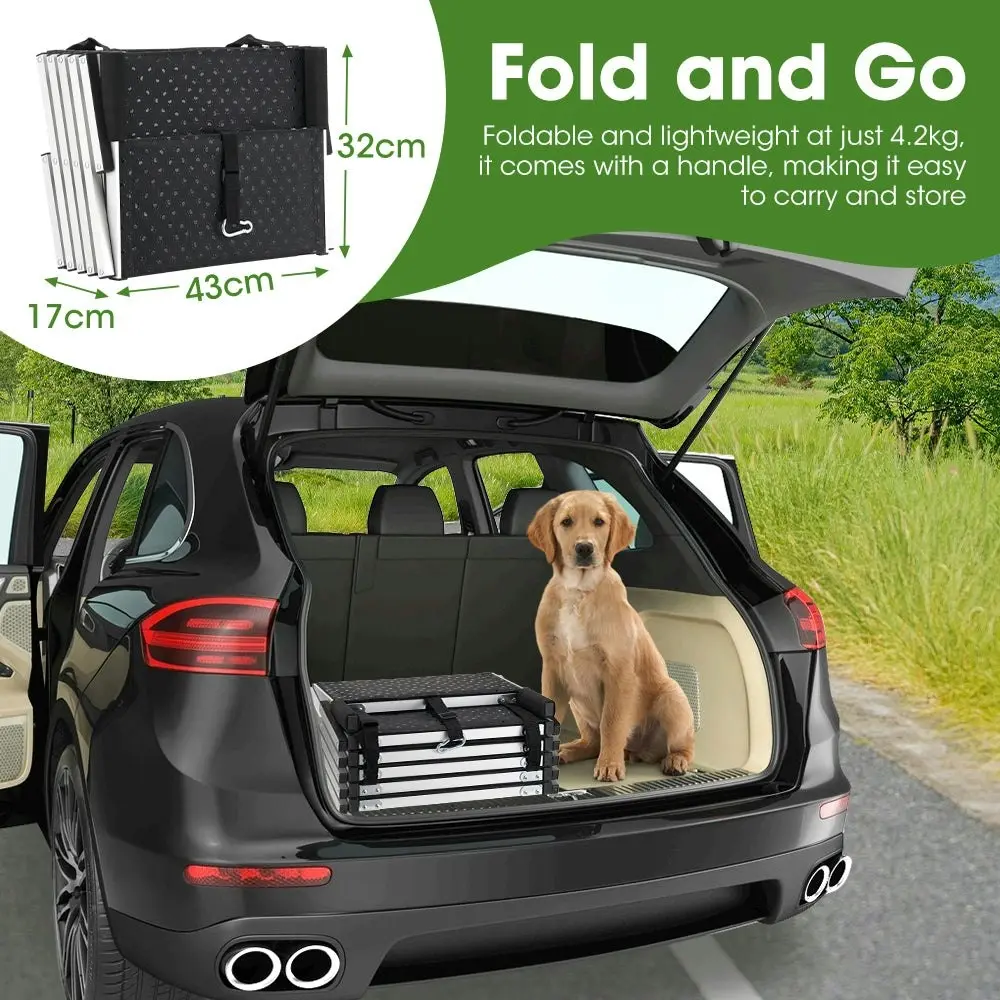 Petzly Foldable Dog Ramps 6 Steps Adjustable Height Dog Stair Portable Aluminium