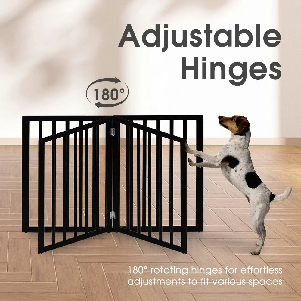 Petzly Pet Gate Dog Fence Safety Barrier Security Door 4 Panel 61cm Black