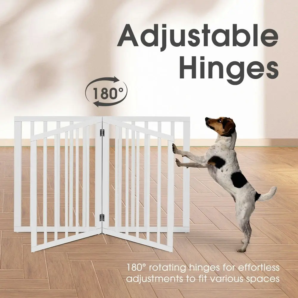 Petzly Pet Gate Dog Fence Safety Barrier Security Door 4 Panel 61cm White