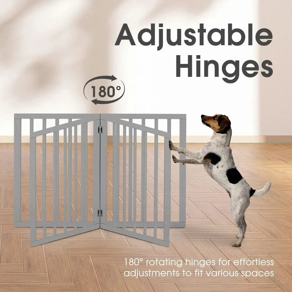 Petzly Pet Gate Dog Fence Safety Barrier Security Door 4 Panel 61cm Grey