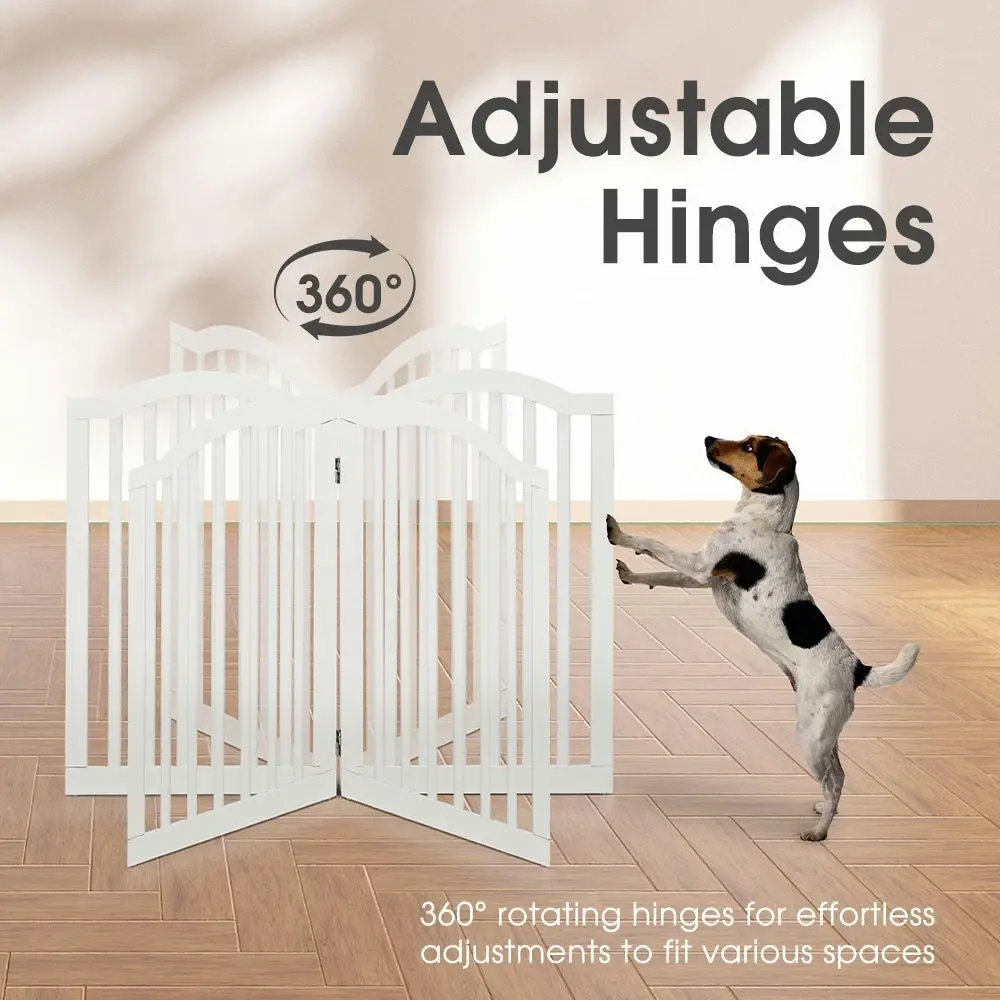 Petzly Arched Pet Gate Dog Fence Safety Barrier with Support Feet 4 Panel 80cm