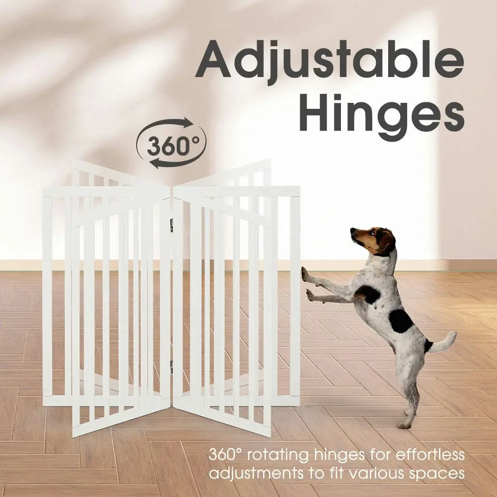 Petzly Pet Gate Dog Fence Safety Barrier with Support Feet 6 Panel 80cm White