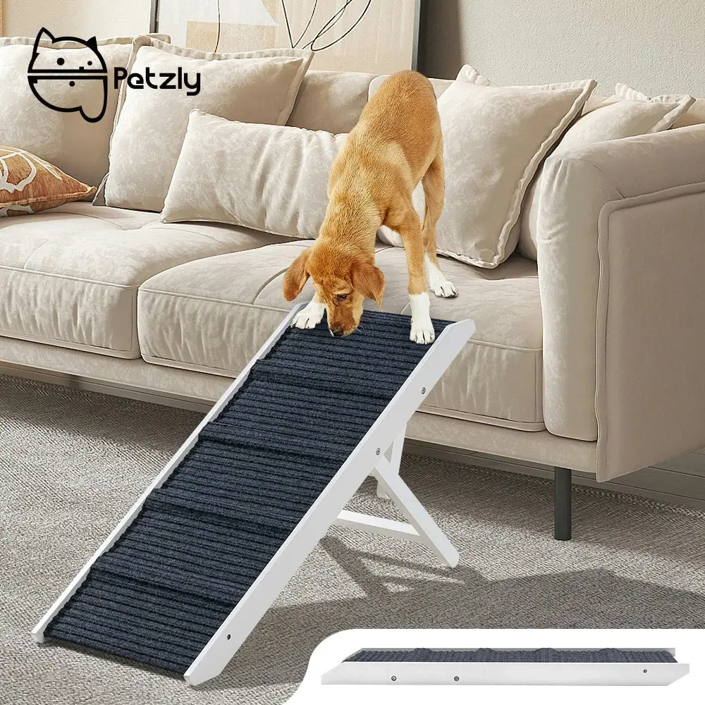 Petzly Foldable Dog Ramps Adjustable Height Pet Ramp Folding Portable White