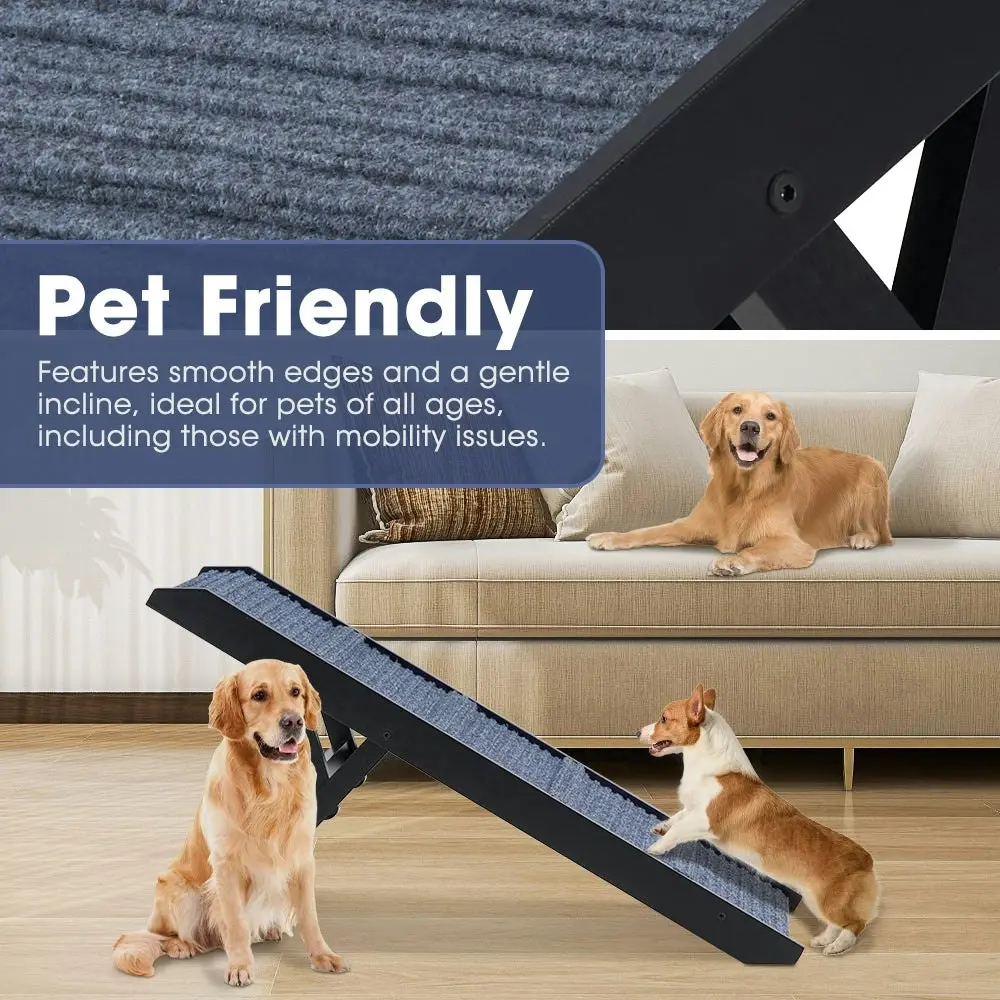 Petzly Foldable Dog Ramps Adjustable Height Pet Ramp Folding Portable Black