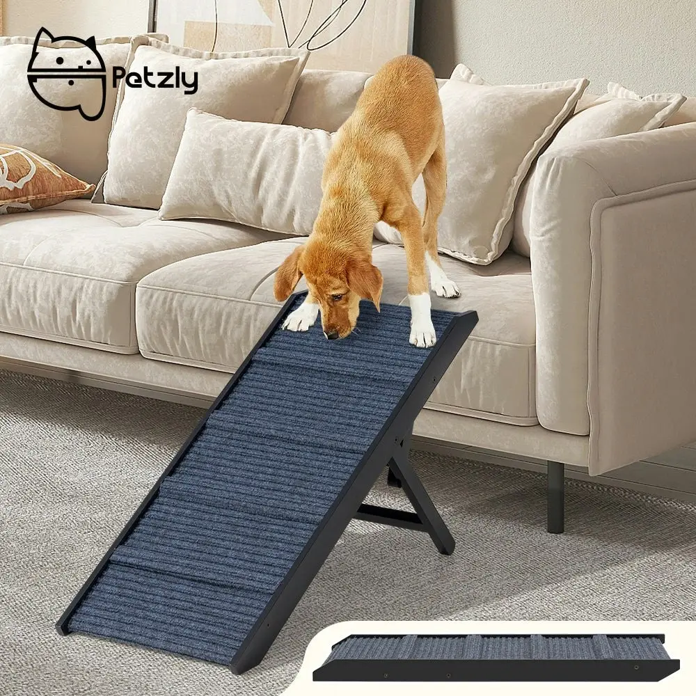 Petzly Foldable Dog Ramps Adjustable Height Pet Ramp Folding Portable Black