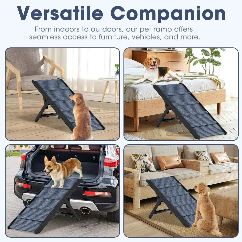 Petzly Foldable Dog Ramps Adjustable Height Pet Ramp Folding Portable Black