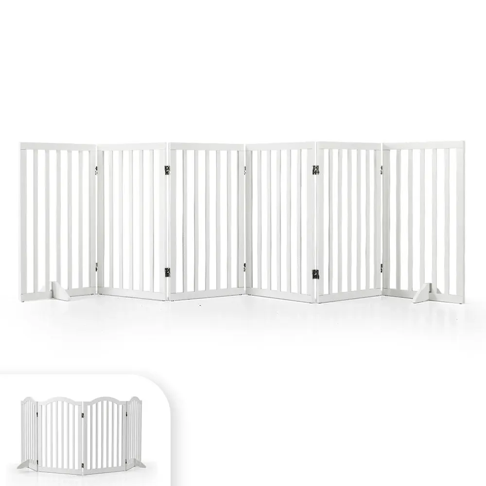 Petzly Pet Gate Dog Fence Safety Barrier with Support Feet 80cm White