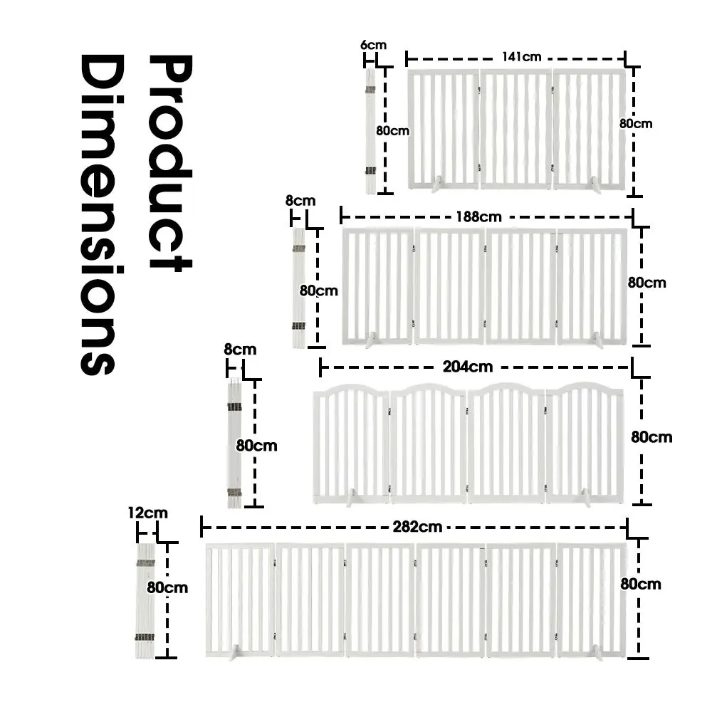 Petzly Pet Gate Dog Fence Safety Barrier with Support Feet 80cm White