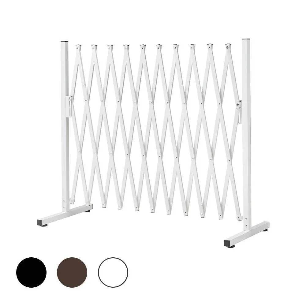 ZUNI Garden Security Fence Gate Expandable Aluminum Barrier Brown/White/Black