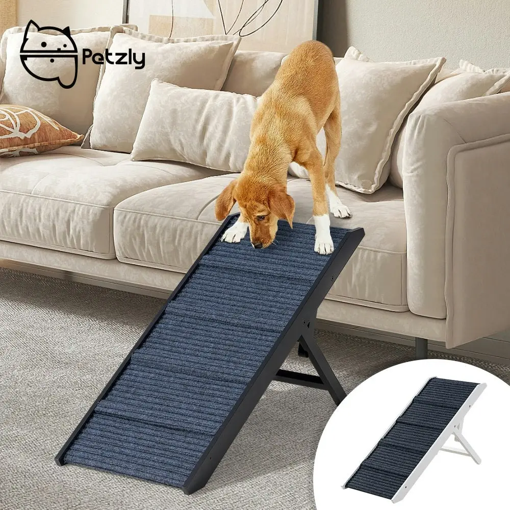 Petzly Foldable Dog Ramp Adjustable Height Pet Ramp Folding Portable Black/White