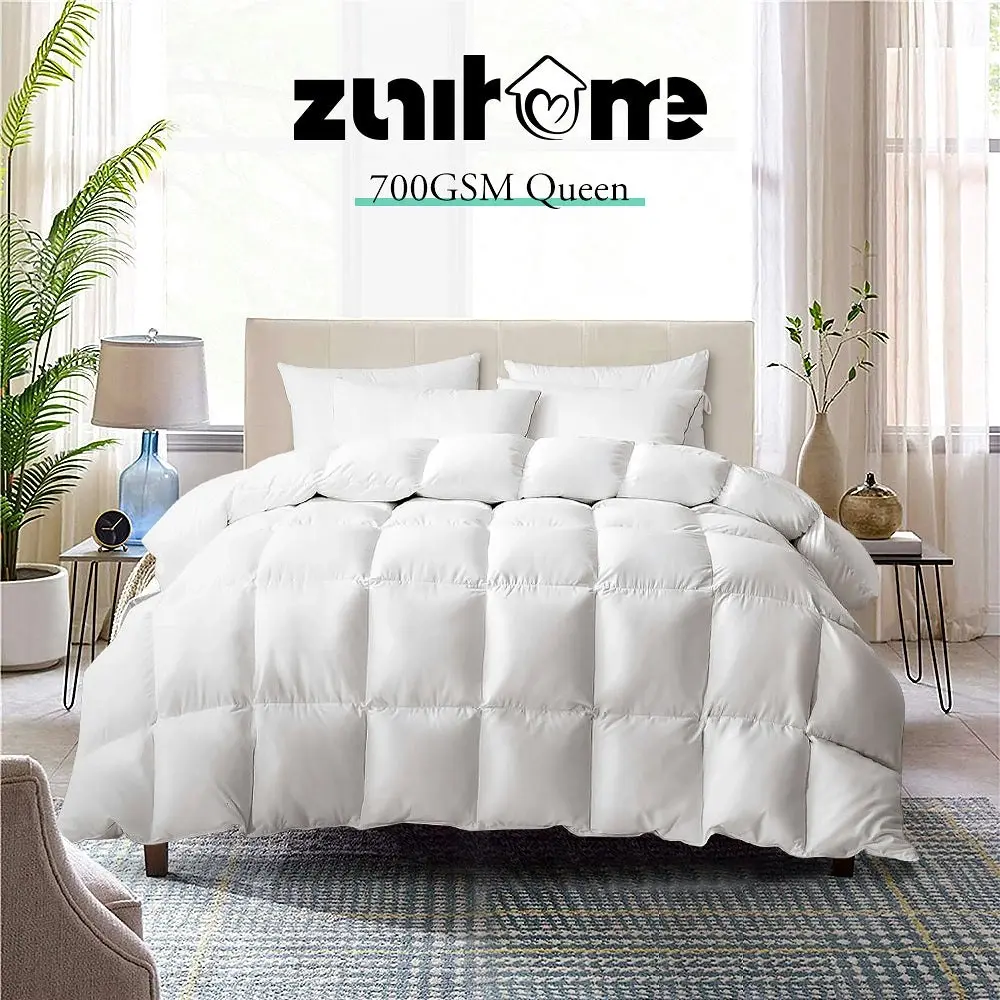 ZUNI Goose Down Duvet Quilt 700GSM Duvet Doona Winter Summer Quilt Queen