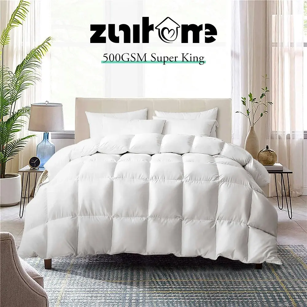 ZUNI Goose Down Duvet Quilt 500GSM Duvet Doona Winter Summer Quilt Super King