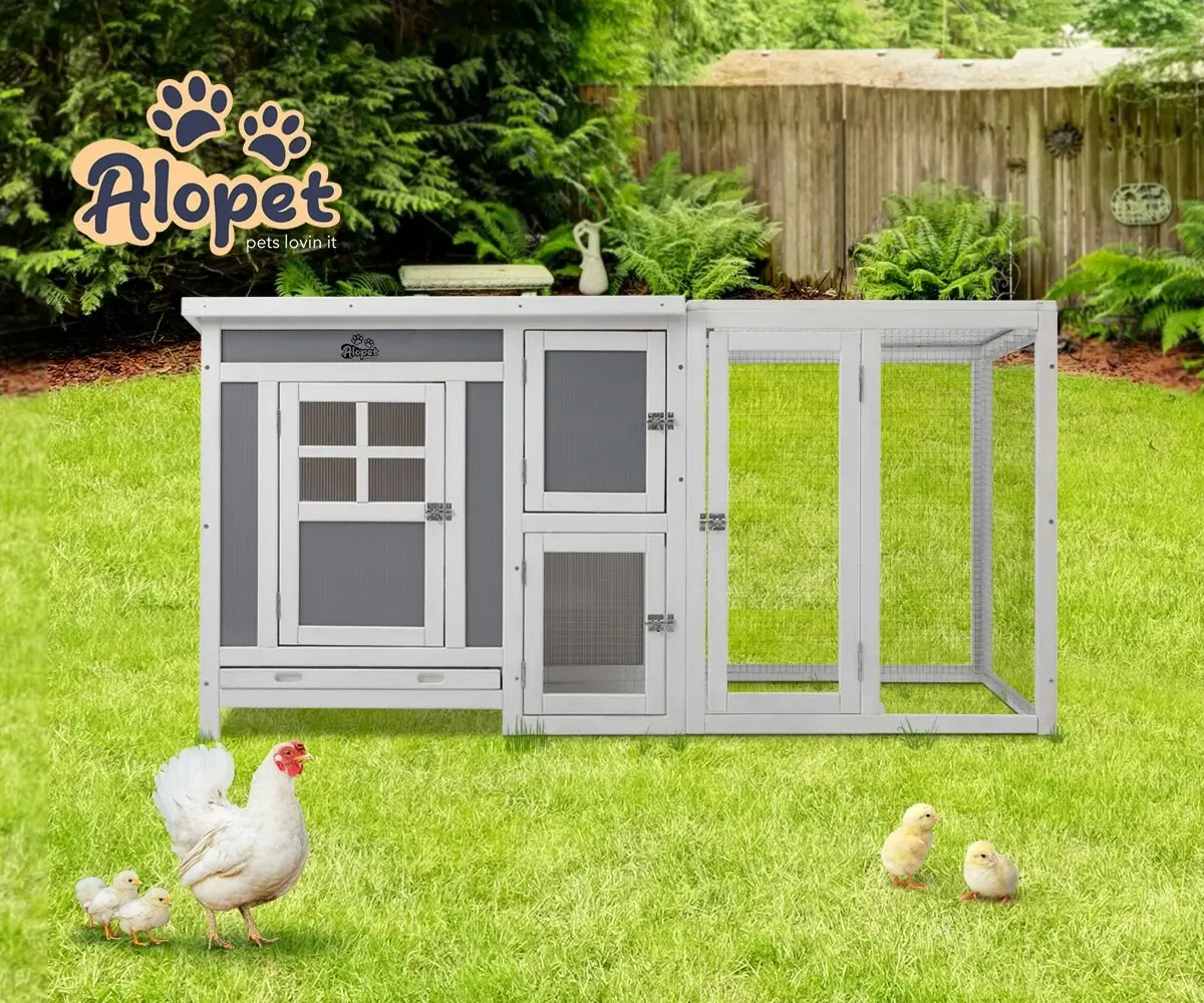 Alopet Chicken Coop Rabbit Hutch Wooden House Run Large Cage Double Hatch