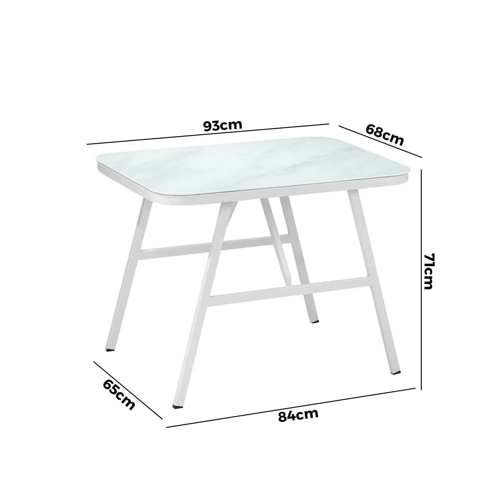 Livsip Outdoor Dining Table Furniture Patio Garden Indoor White Marble-style