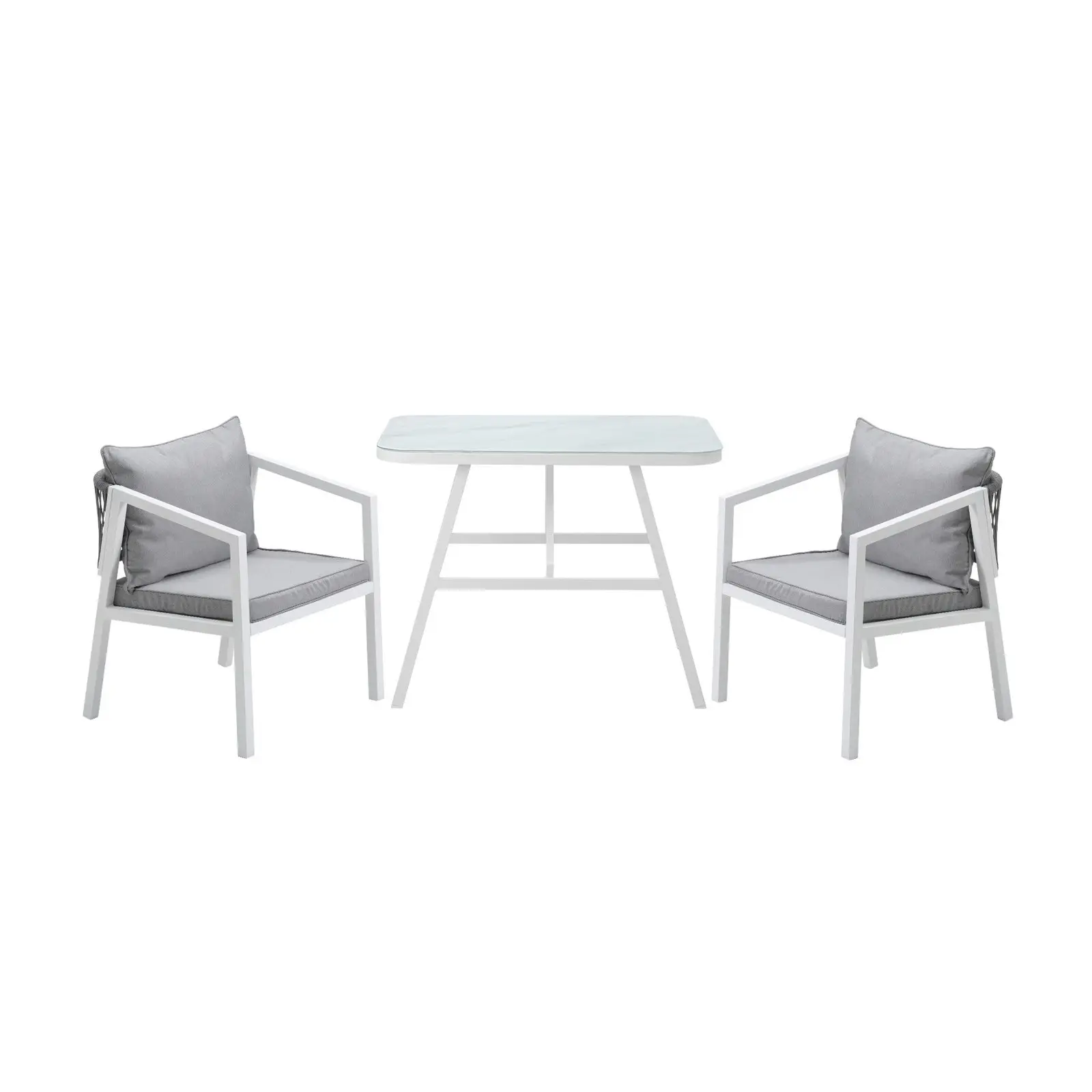 Livsip Outdoor Dining Set Marble-style Table Garden Patio Furniture Setting 3PCS