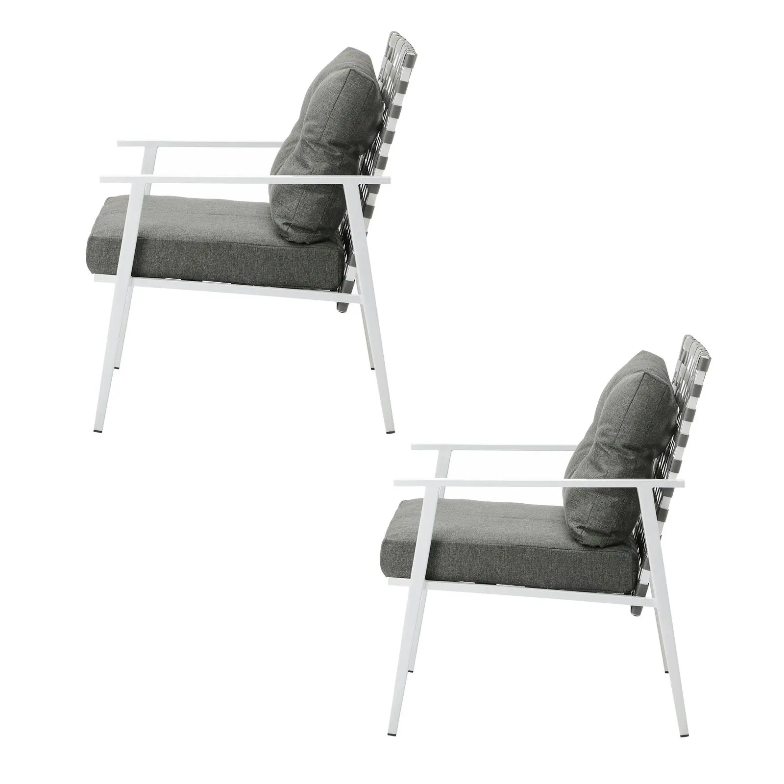 Livsip Outdoor Rattan Chairs Setting Garden Patio Lounge Armchair White 2PCS