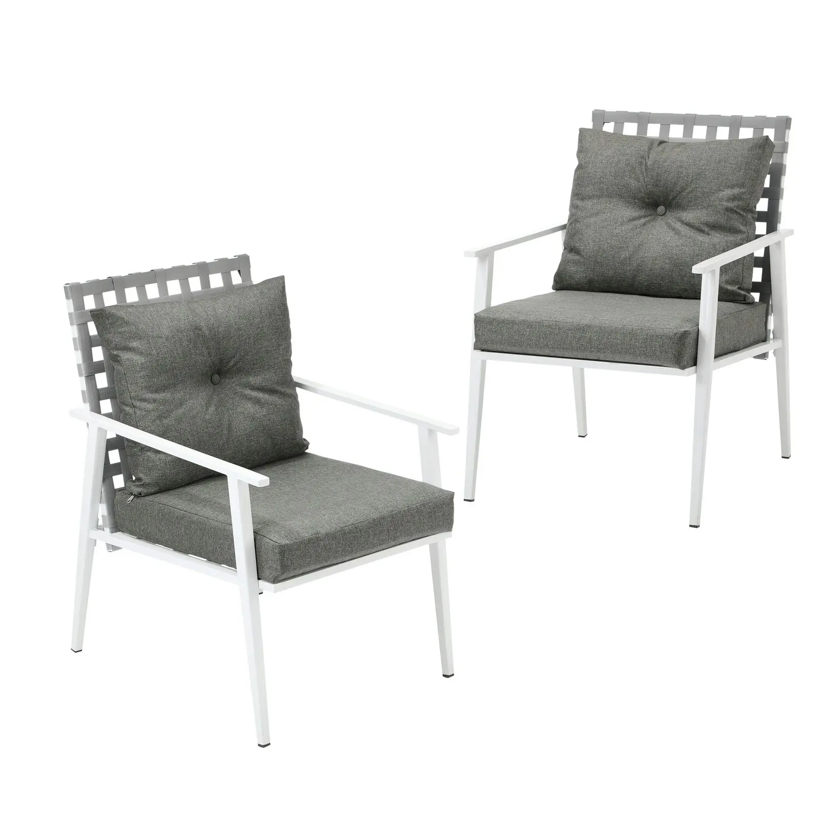 Livsip Outdoor Rattan Chairs Setting Garden Patio Lounge Armchair White 2PCS