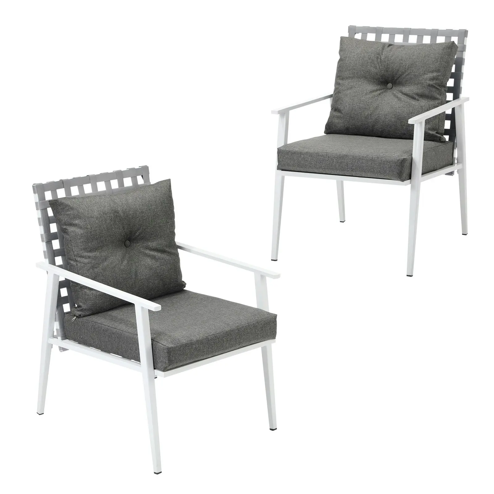 Livsip Outdoor Rattan Chairs Setting Garden Patio Lounge Armchair White 2PCS