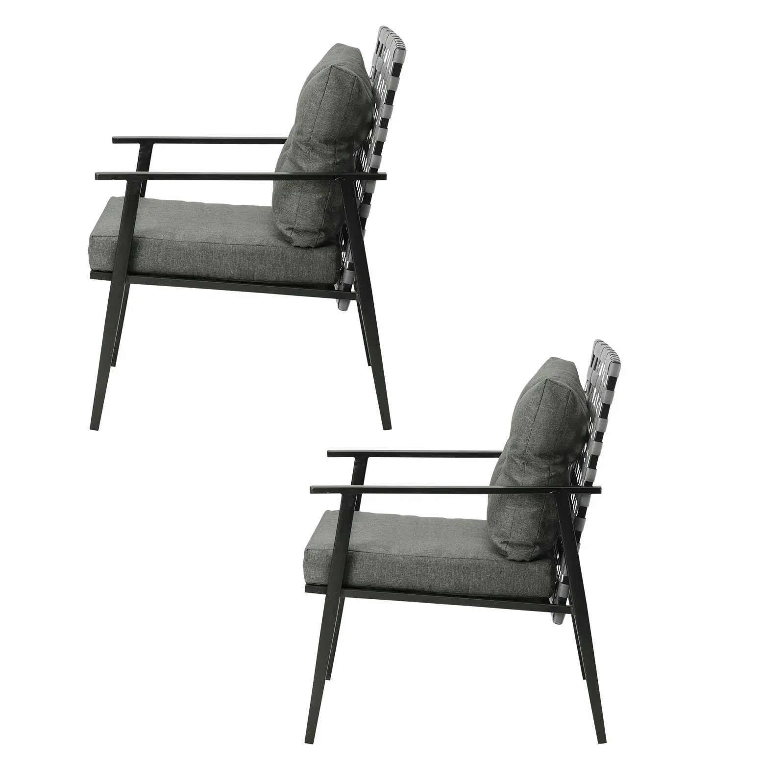 Livsip Outdoor Rattan Chairs Furniture Garden Patio Lounge Armchair Black 2PCS