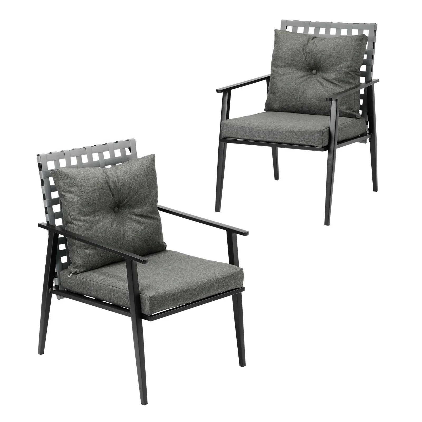 Livsip Outdoor Rattan Chairs Furniture Garden Patio Lounge Armchair Black 2PCS