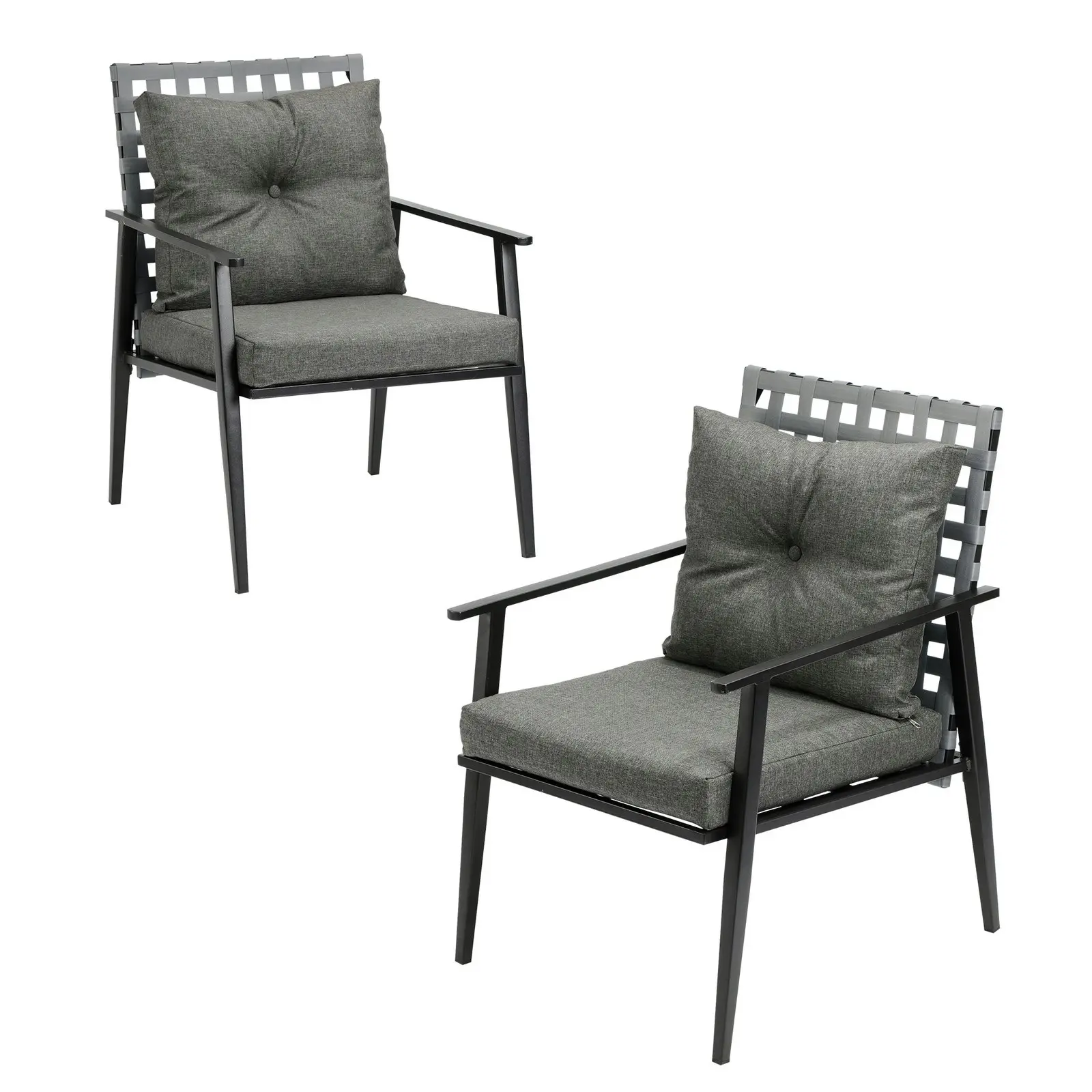 Livsip Outdoor Rattan Chairs Furniture Garden Patio Lounge Armchair Black 2PCS