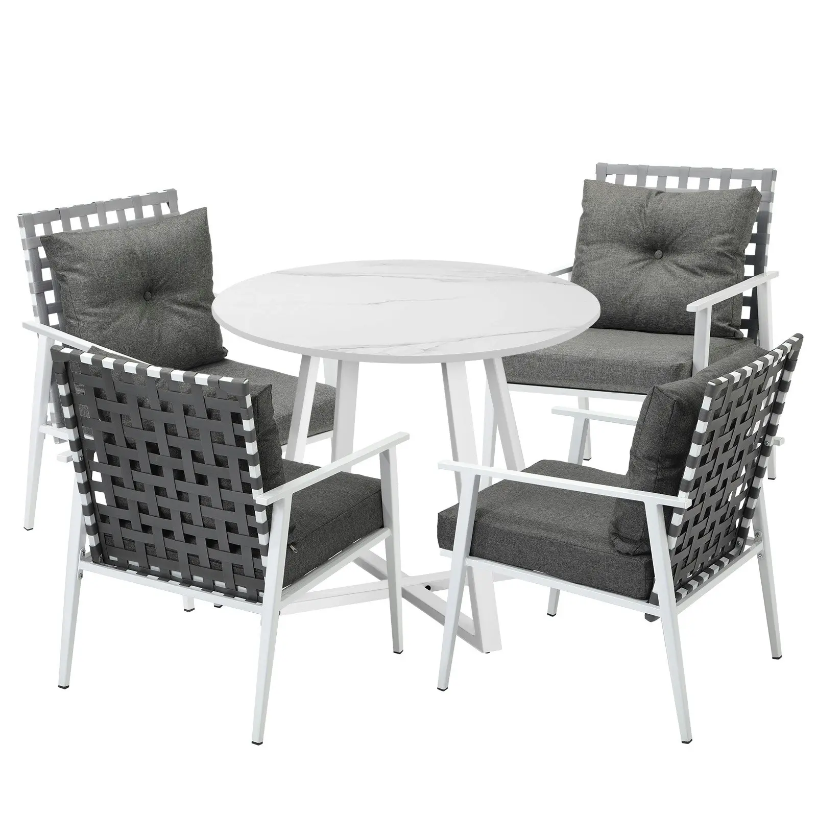 Livsip Outdoor Dining Set Patio Furniture Setting 5PCS Round Table Rattan Chair