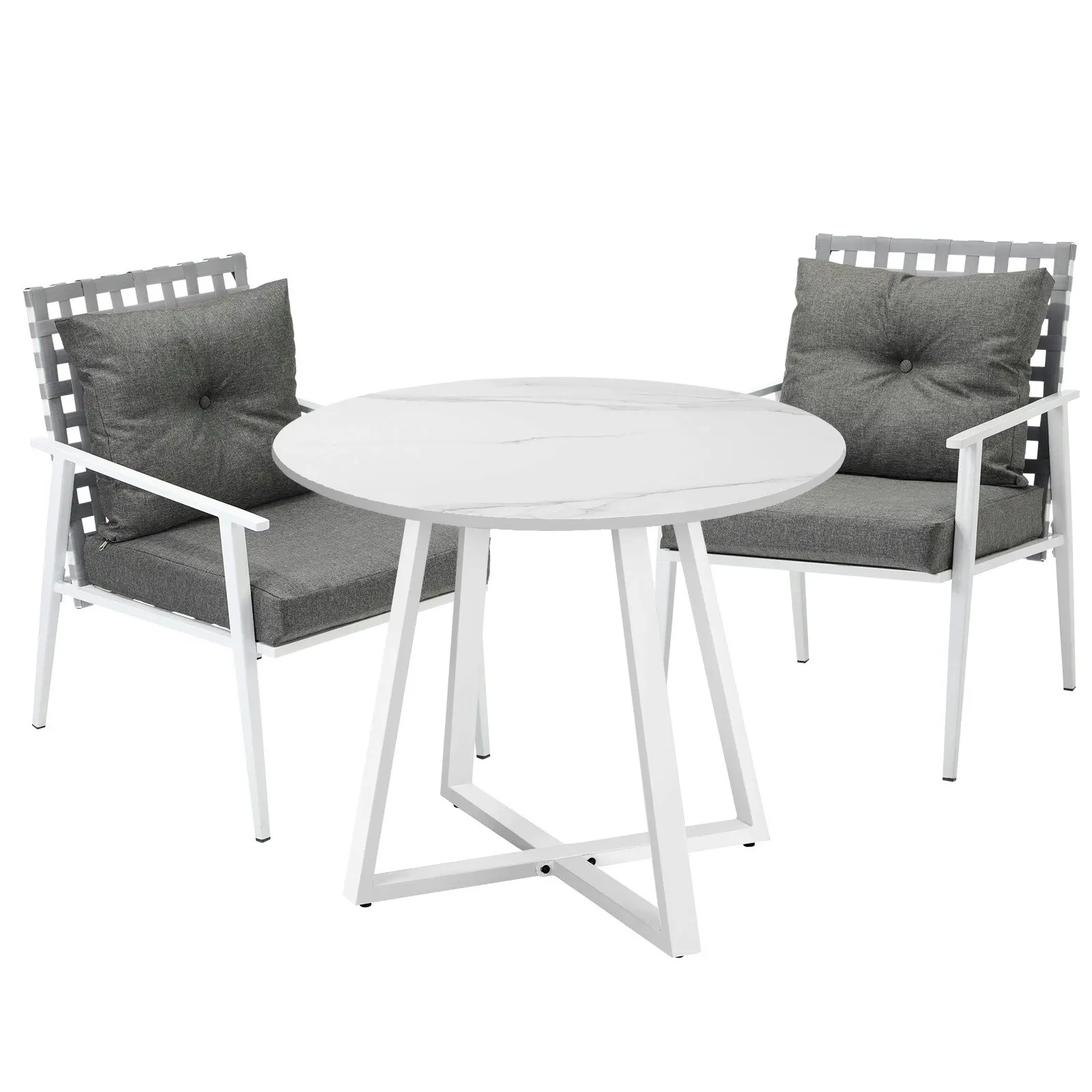 Livsip Outdoor Dining Set Patio Furniture Setting 3PCS Round Table Rattan Chair