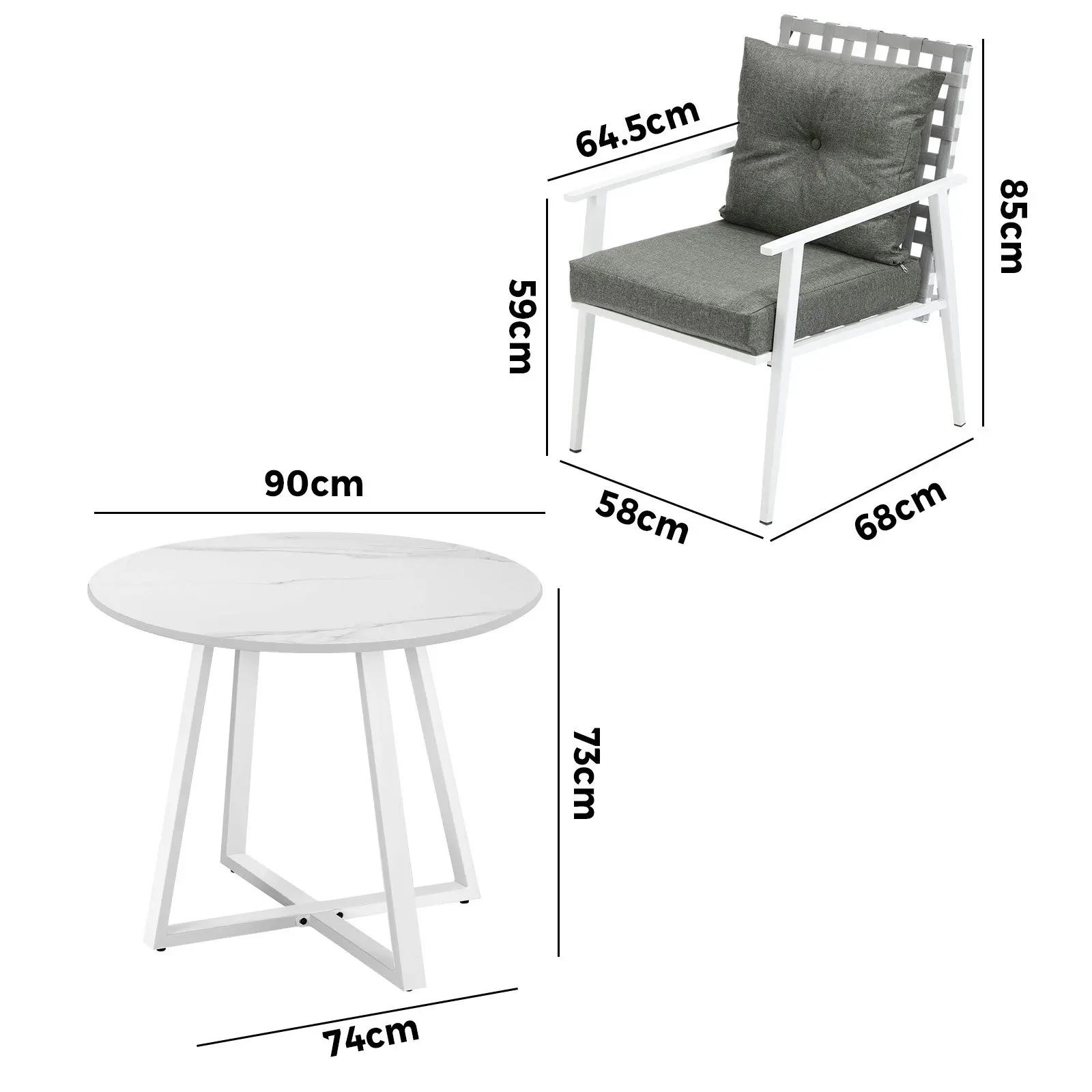 Livsip Outdoor Dining Set Patio Furniture Setting 3PCS Round Table Rattan Chair