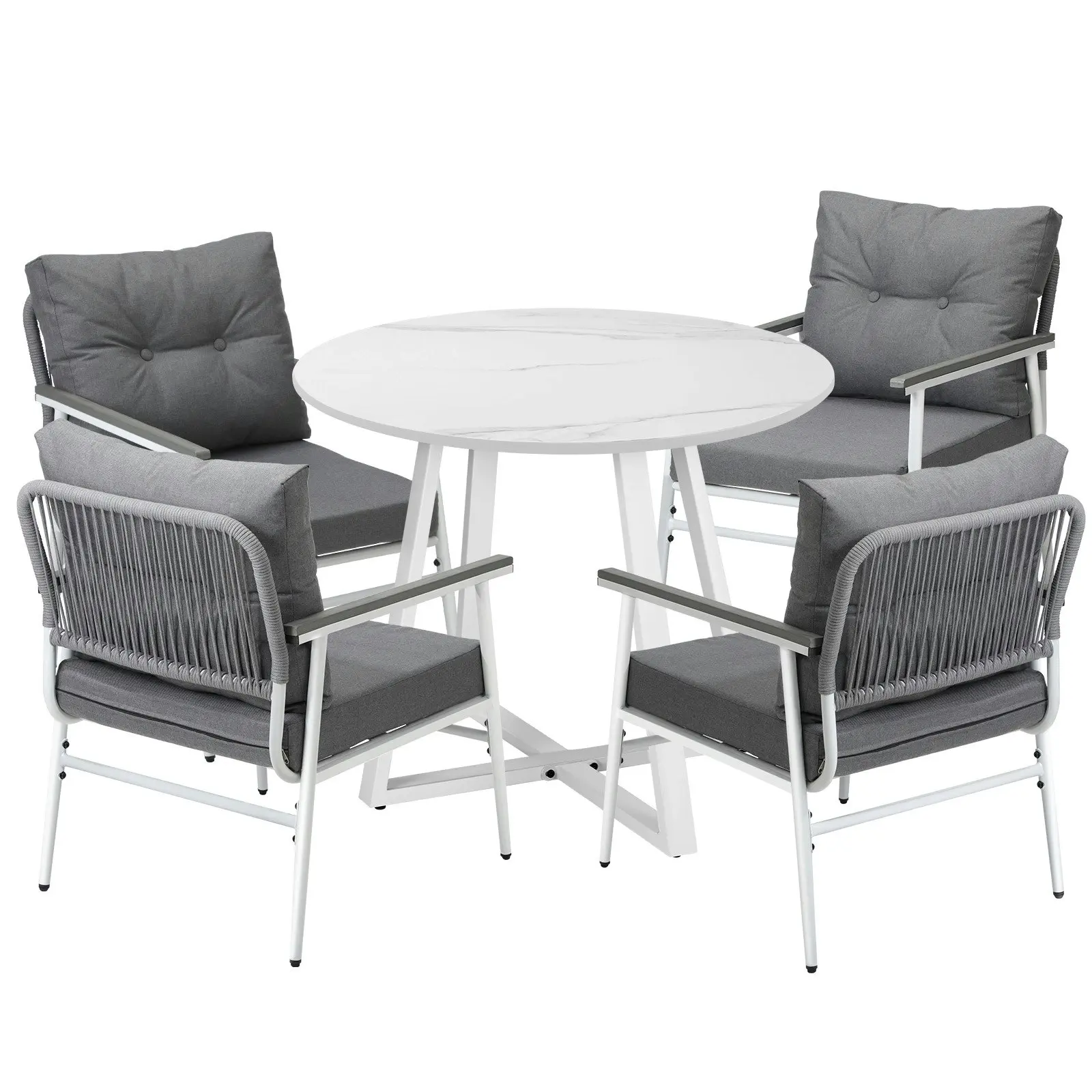 Livsip Outdoor Dining Setting Patio Furniture Set 4 Seater Round Table Chair