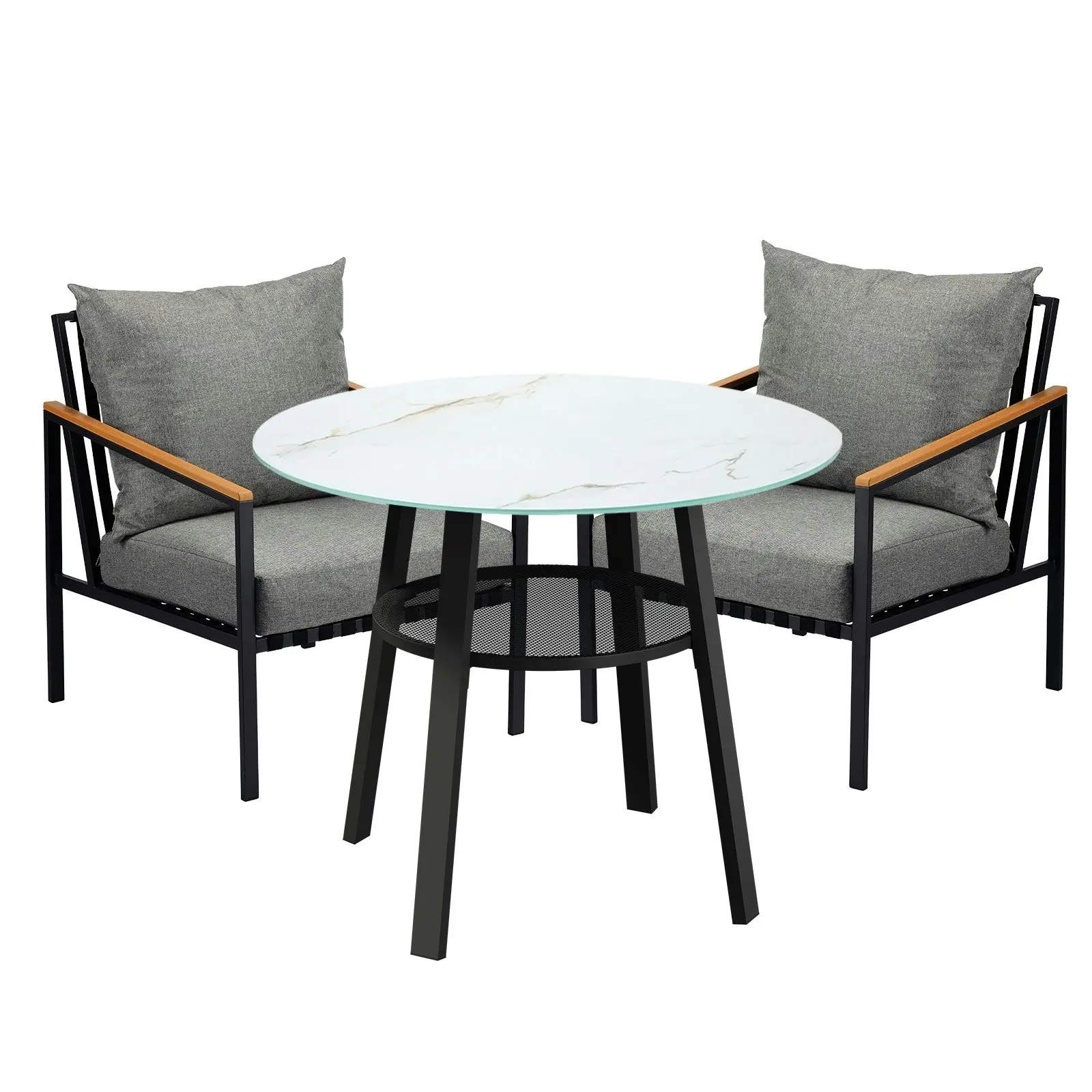 Livsip Outdoor Dining Setting Table Sofa Chairs Patio Furniture Set 3PCS