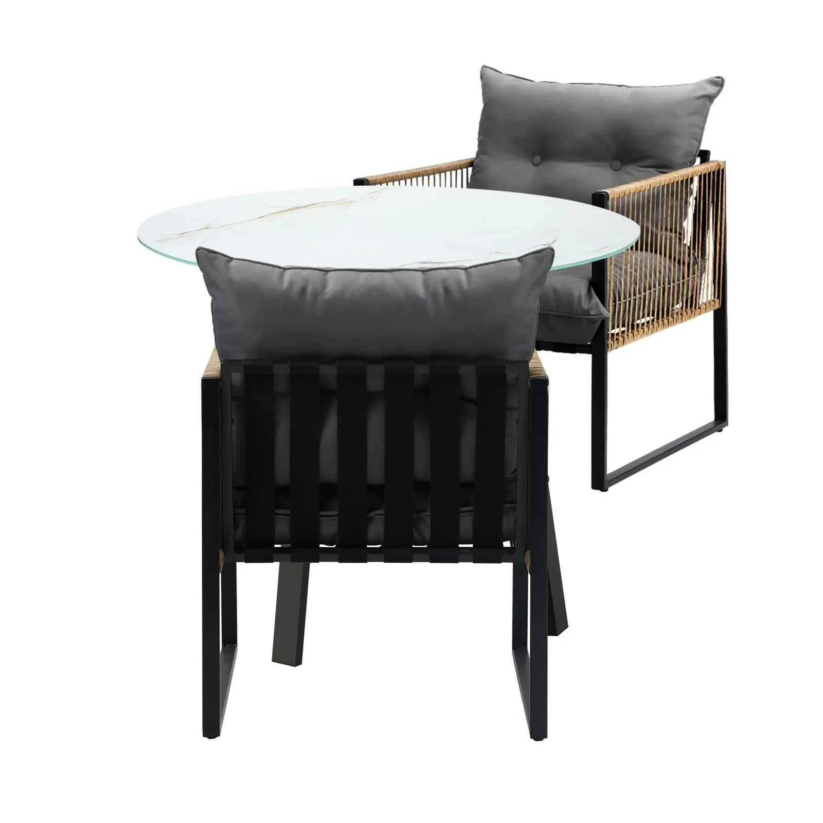 Livsip Outdoor Patio Set Furniture 2 Seater Bistro Setting Table w/Storage Shelf