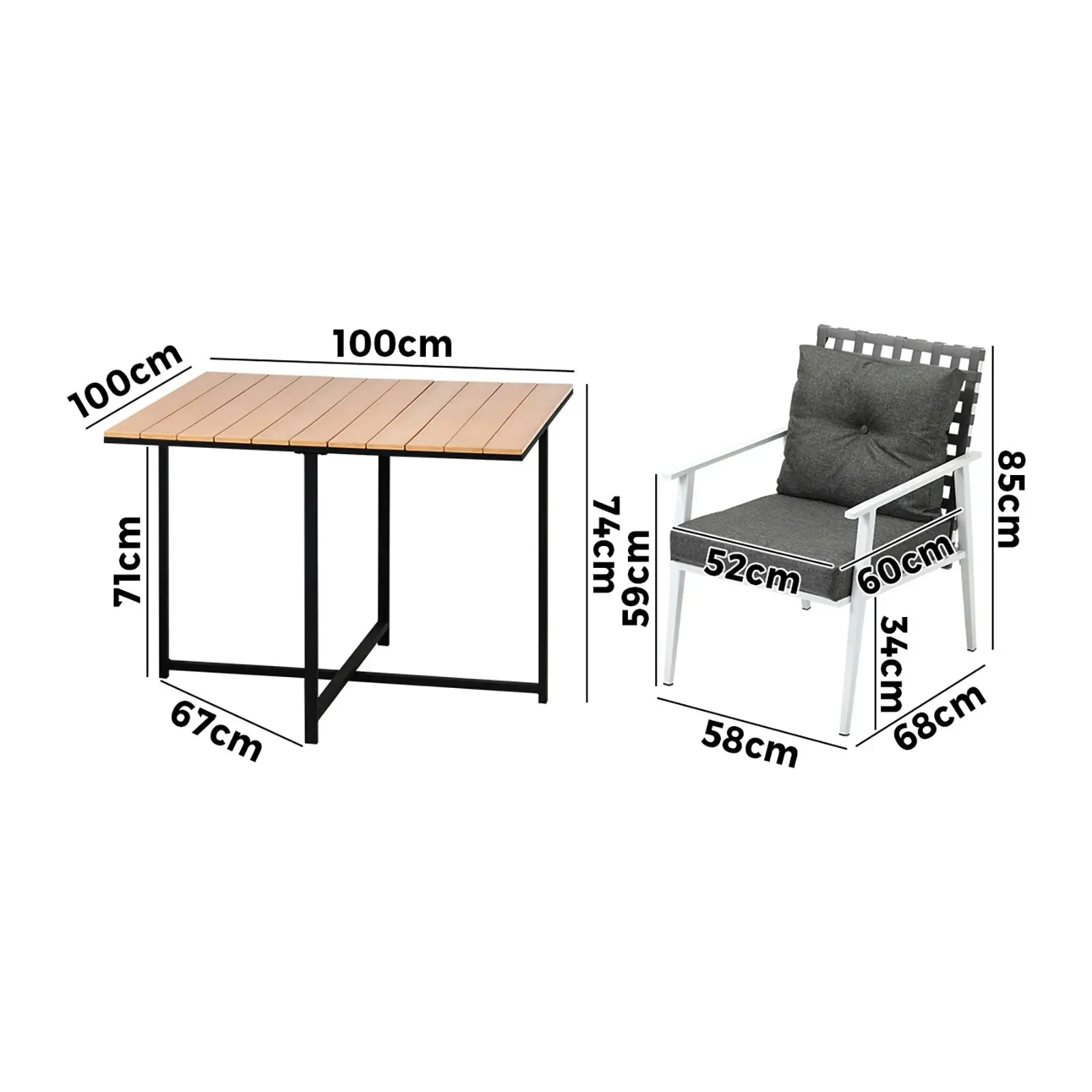 Livsip Outdoor Dining Set Patio Furniture Garden Rattan White Chairs Setting 4 Seater